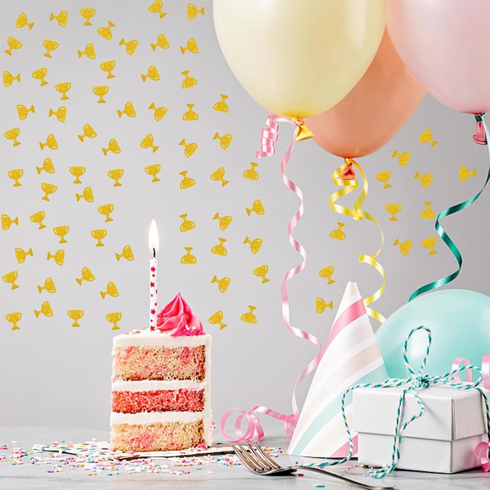 Glitzer Konfetti im Trophäe Form Bunte Papier Streudeko Trophäen Konfettikanone Streu Deko Tischdeko für Champions Feier Geburtstag Party Jubiläum Festbankett Gold 1000pcs