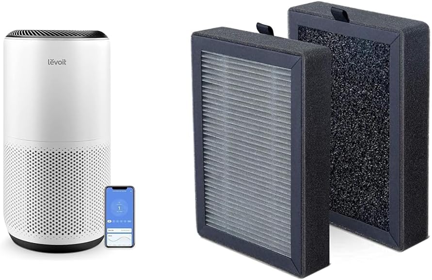 Purificadores de aire LEVOIT para el hogar, habitaciones grandes de hasta 1980 pies² en 1 hora con monitor de calidad del aire y reemplazo del purificador de aire LV-H128, prefiltro 3 en 1, captura el polen de humo y polvo