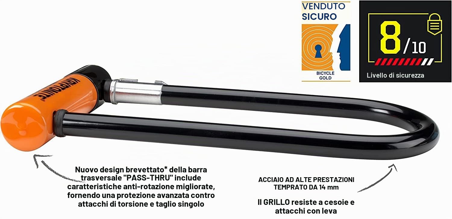 Kryptonite New-U - Evolution , Blocco Disco Evolution Standard con Supporto Flexframe-U Unisex – Adulto, Arancione, 10 x 22.9