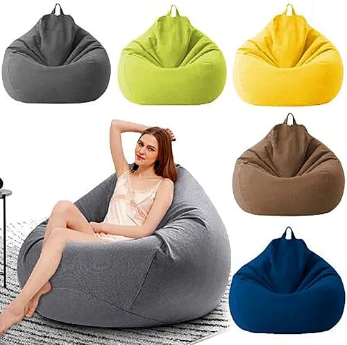Miniatura 8 de Puf - Funda para sofá grande y perezoso, funda para sofá, sin relleno, puf, cama, futón, tatami, puff relax, muebles de salón (color gris oscuro,