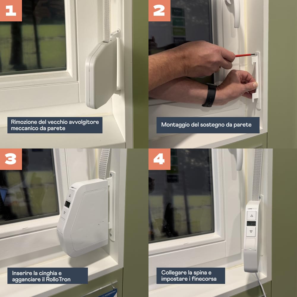 Home Pilot - Avvolgitore per tapparella con mini-cinghia RolloTron a parete Premium. Montaggio rapido | Programmazione | Funzionamento autonomo - 10161530