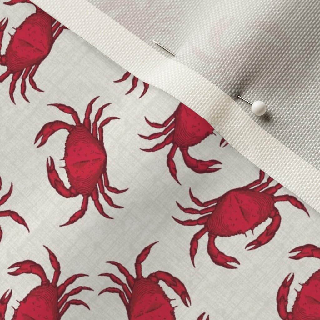 Spoonflower Fabric - Red Crab Scale Ocean Life Sea Beach Nautical Printed on Organic Cotton Sateen Fabric by The Yard - Sewing Quilting Apparel Home Decor