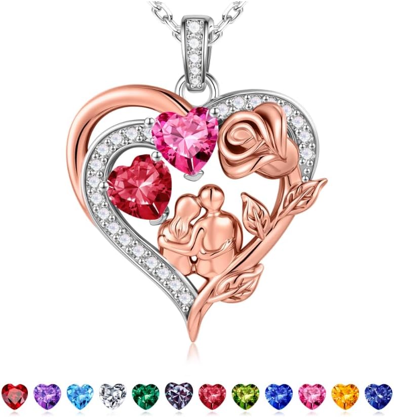 Iefil Valentines Day Gifts for Her - 925 Sterling Silver Birthstone Necklace for Women, Anniversary Birthday Gifts for Wife Girlfriend Mom