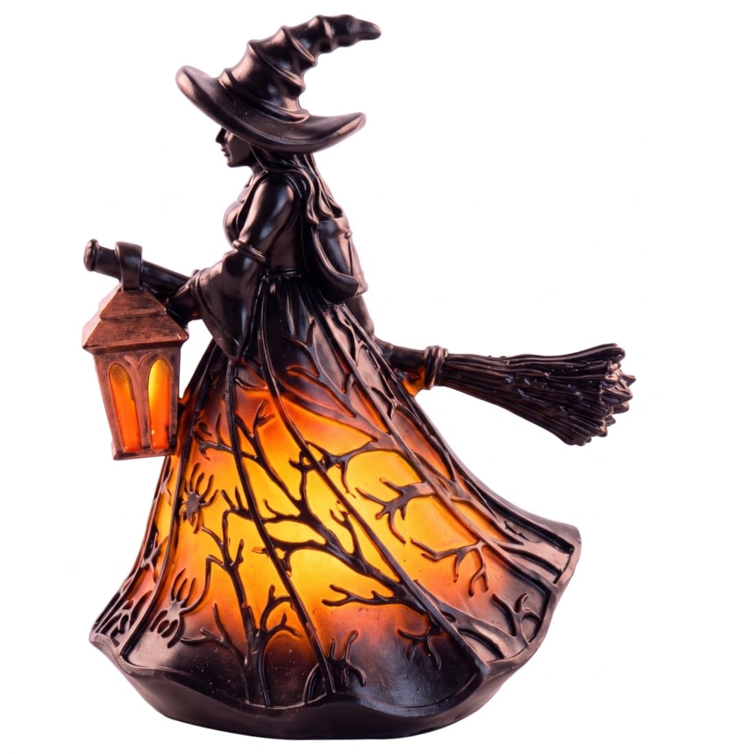 Uanqfegy 2PCS Halloween Witch Lamp, Stained Glass Style Resin Witch Lamp | USB-Powered Halloween Decor for Bedrooms & Mantels