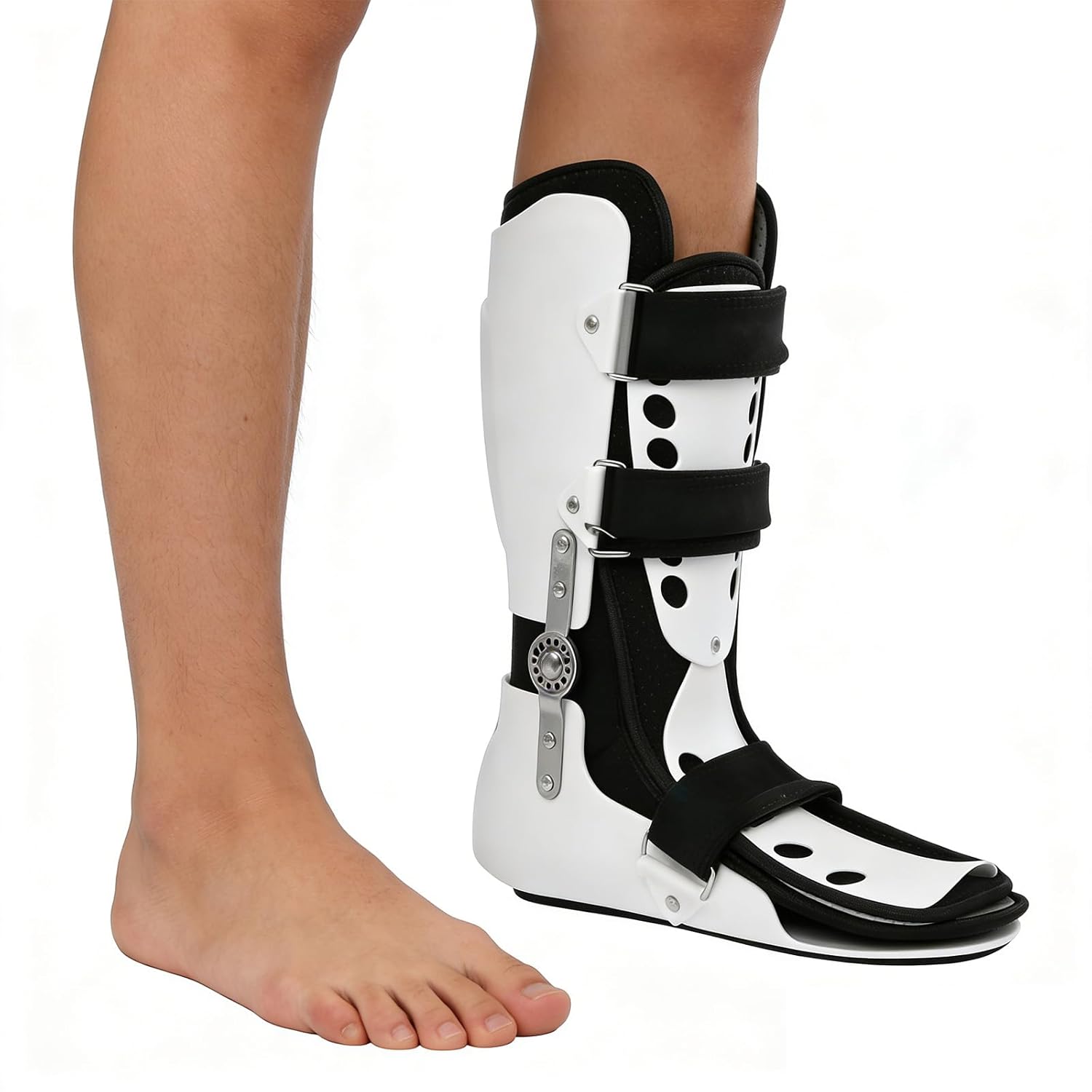 Walking Boot for Broken Foot - Medical Fracture Boot for Toe & Ankle Injuries-Breathable Stabilizer for Men Women (White, Overall Mid Size (Sole Upgrade), Right)