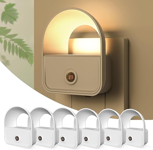 Paquete de 6 luces nocturnas enchufables, luces nocturnas LED con luz nocturna inteligente del atardecer al amanecer, luces nocturnas enchufables en