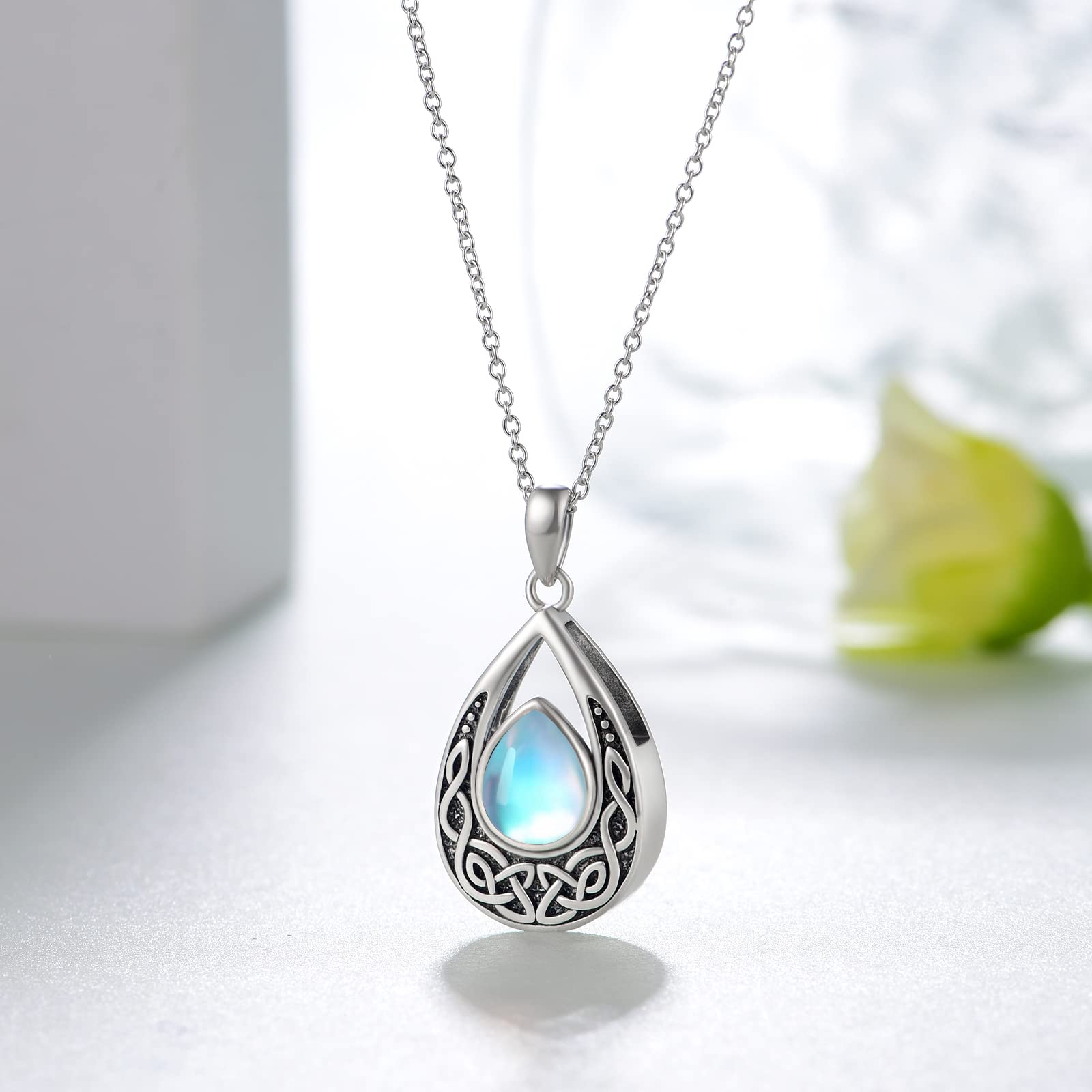 Collana con urna in pietra di luna per ceneri in argento Sterling 925, collana commemorativa per cremazione, gioiello da donna