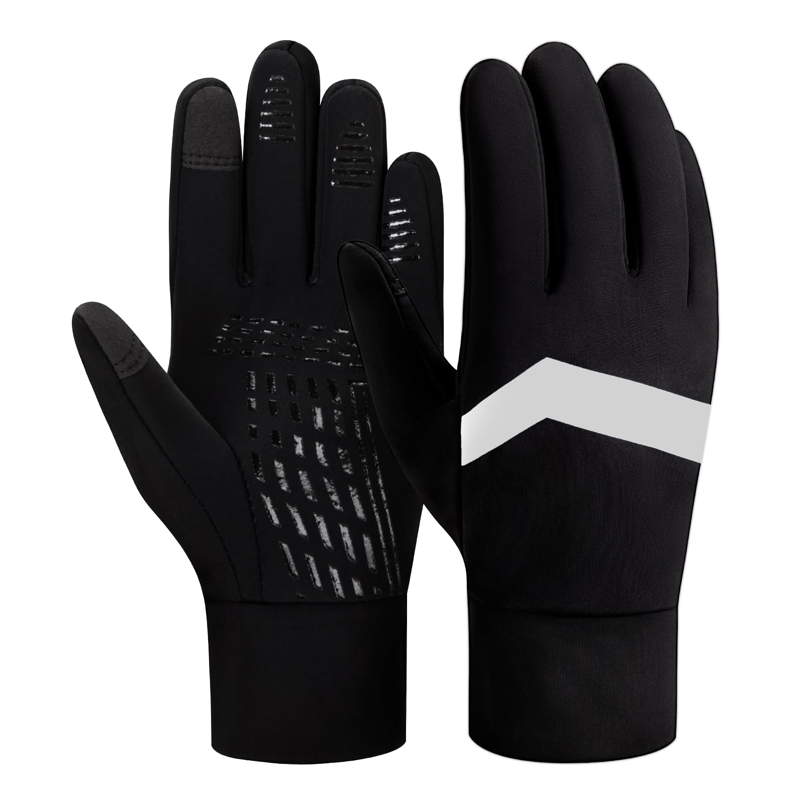 DARCHEN Kids Winter Gloves Black Cycling Gloves Running Water Repellent Touchscreen Warm Fleece Anti-slip for Boys Girls Age 4-12 Years Old Cycling Football Gloves