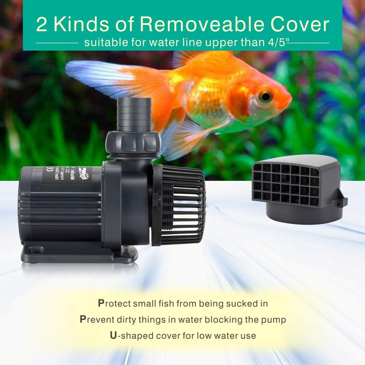 Hygger 2650GPH Quiet Submersible and External 24V Water Pump, with Controller (30%-100% Settings), Powerful Return Pump for Fish Tanks, Aquariums, Ponds, Fountains, Sump, Hydroponics (80W, 19.7ft) : Pet Supplies
