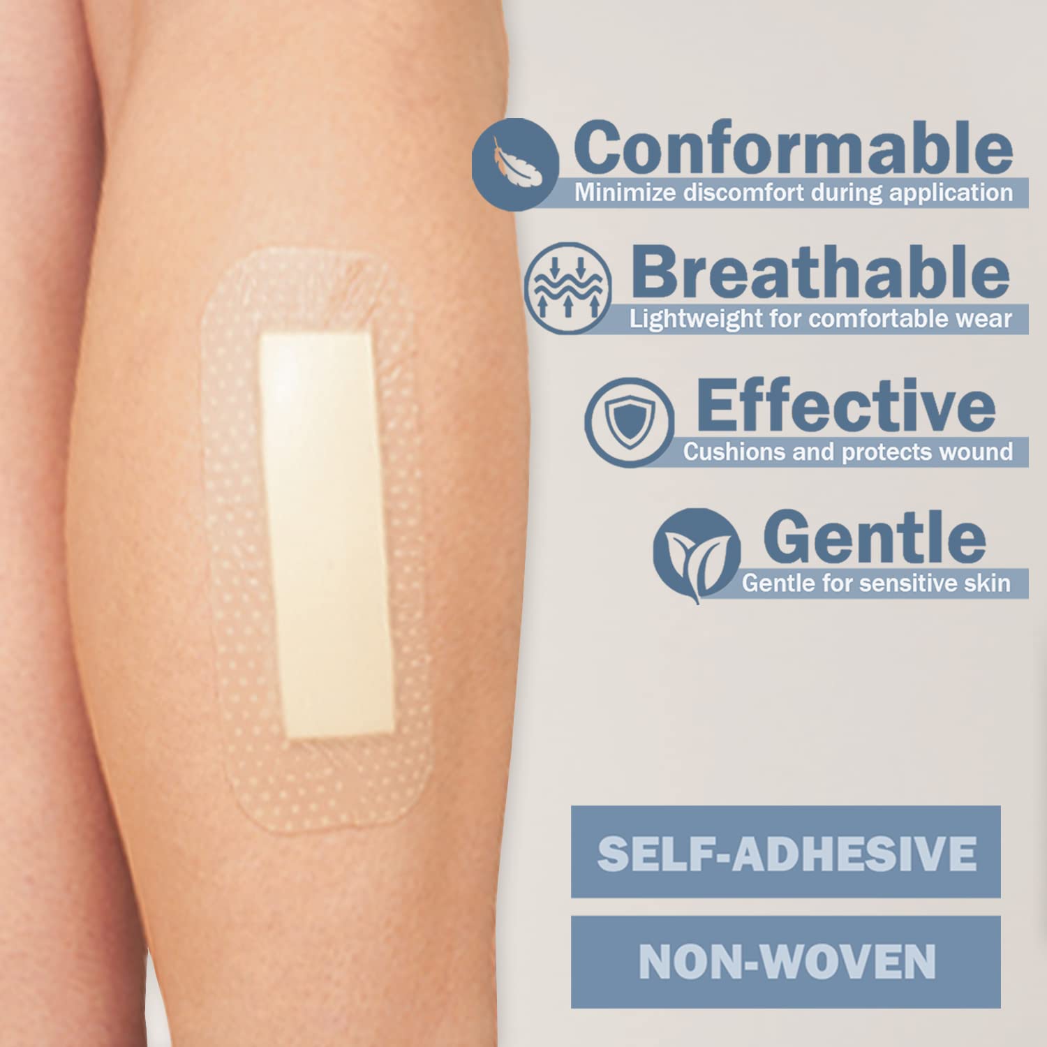EVERLIT Care Silicone Foam Dressing with Adhesive Border | Highly Absorbent Hypoallergenic Bandages for Chronic Wounds, Bed Sores, Pressure Ulcers | Gentle & Secure Adhesion (2" x 5" | 10 Pack) — Amazon image 5