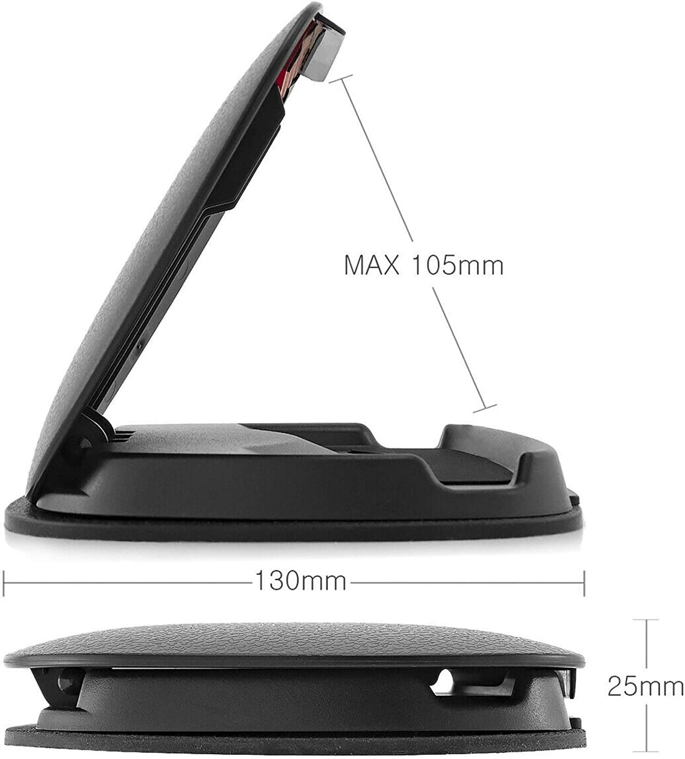 Smartfon Uchwyt Do Samochodu Uchwyt samochodowy Uniwersalny uchwyt do deski rozdzielczej samochodu 180 X 130 X 25 mm Do telefonu komórkowego GPS Wspornik Nawigacyjny (Color : Black)