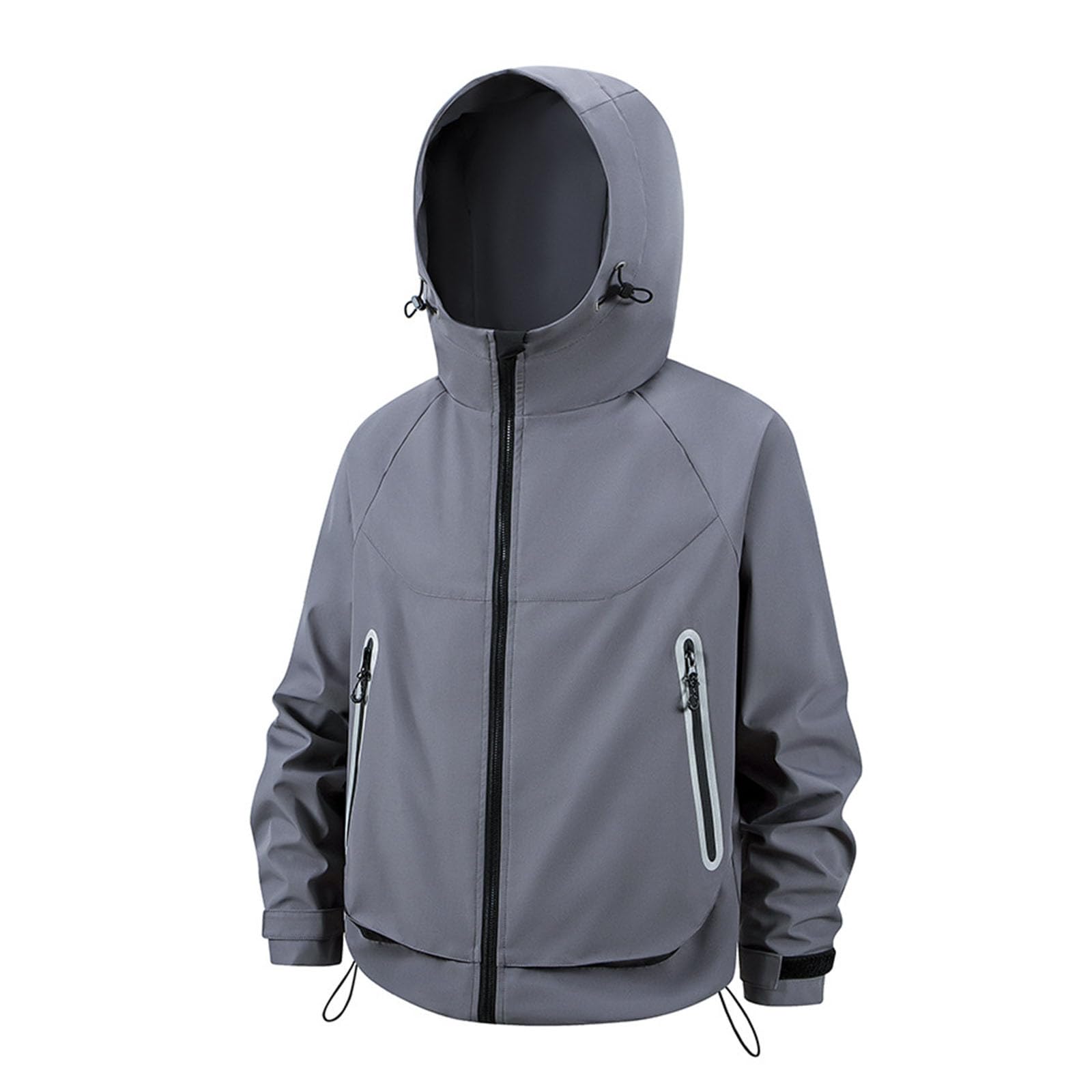 Generico Giacche Antipioggia Uomo - Giacca Casual Antivento Leggera Impermeabile Softshell Foderata Pile Cappuccio Sportiva Outdoor