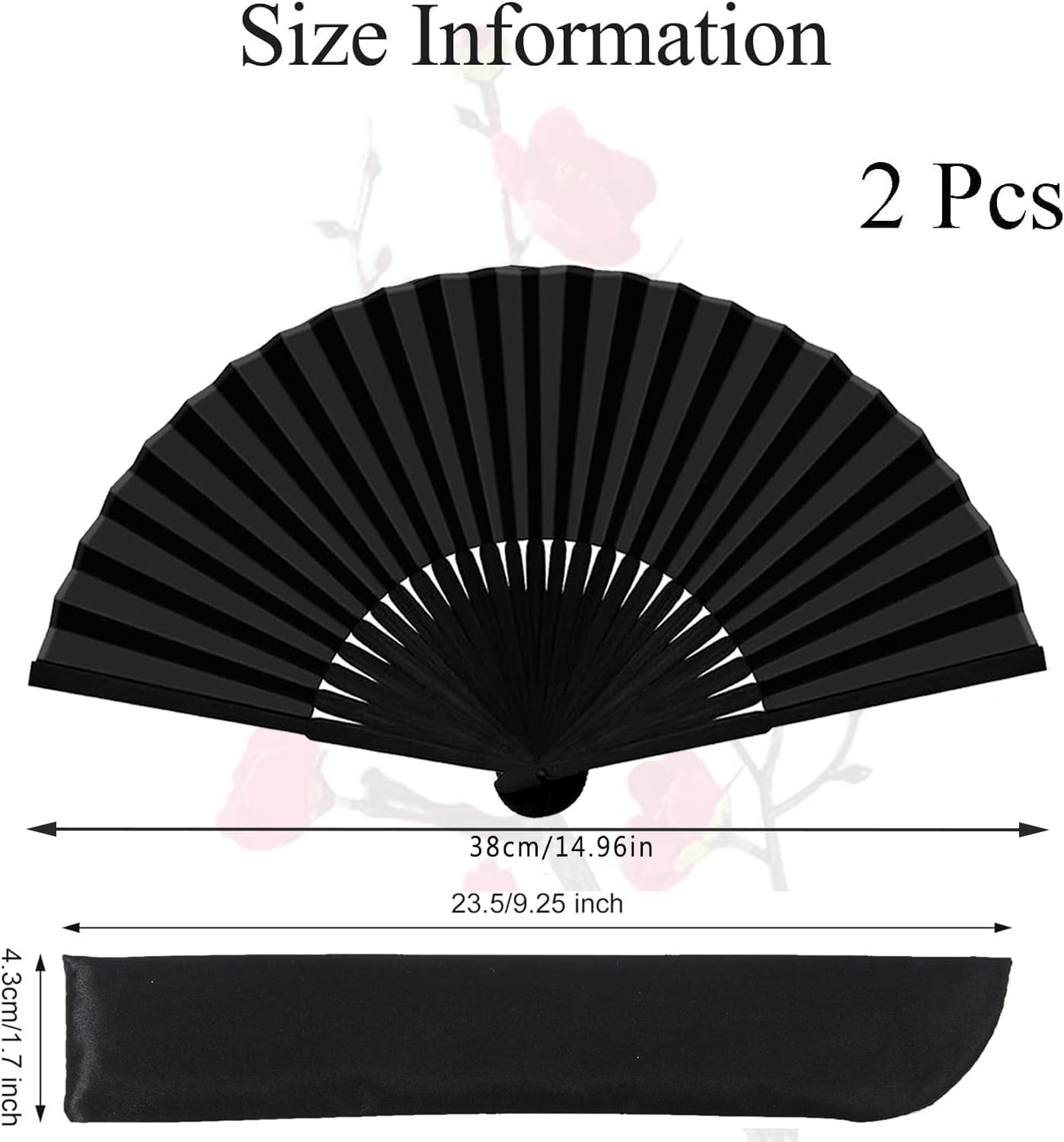 Abanicos plegables de mano de tela de seda china para mujeres y hombres, ventilador de mano plegable negro para baile, boda, fiesta