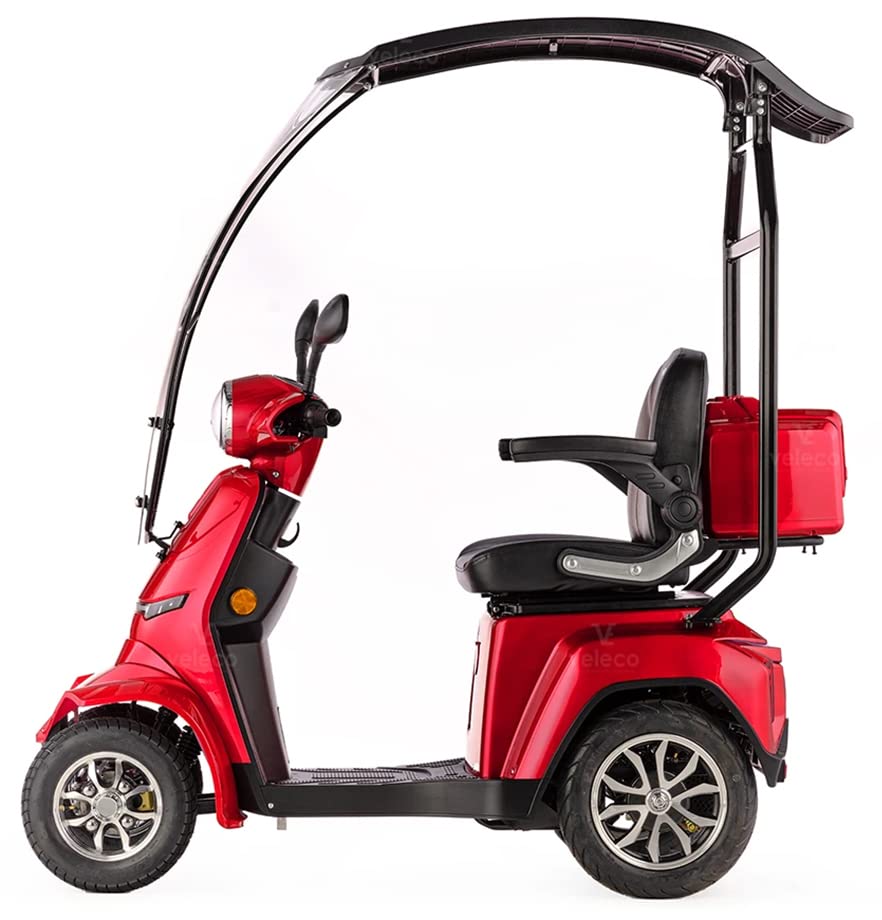 VELECO GRAVIS - Dispositivo de movilidad personal de 4 ruedas con techo - Totalmente montado y listo para usar - Seguro y estable - Amplio espacio de almacenamiento y portavasos (red)
