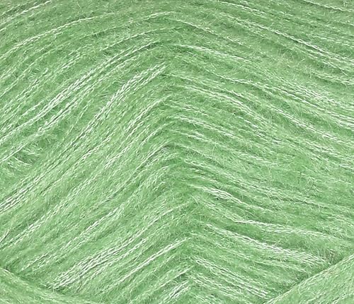 Image of M.G ENTERPRISE Knitting Wool Yarn, Soft Fancy Feather Wool Apple Green 100 GMS Best Used with Knitting Needles, Soft Fancy Wool-XE Art-HFA