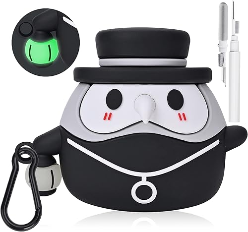 Funda de silicona TPU compatible con AirPods Pro de 21 generación con llavero, diseño luminoso medieval de la peste doctor anime, compatible con