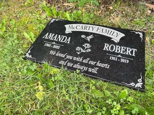 Image of Custom Memorial Granite Thick Stone 12x24 inches Memorial Grave Marker Headstone Garden Marker Cemetery Standard Tombstone (18 inchx12 inchx0.50 inch)