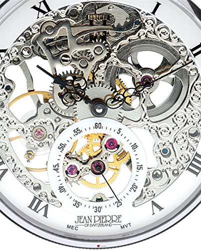 Reloj de bolsillo mecánico de 17 joyas I LUV LTD de cara abierta y esqueleto cromado 4