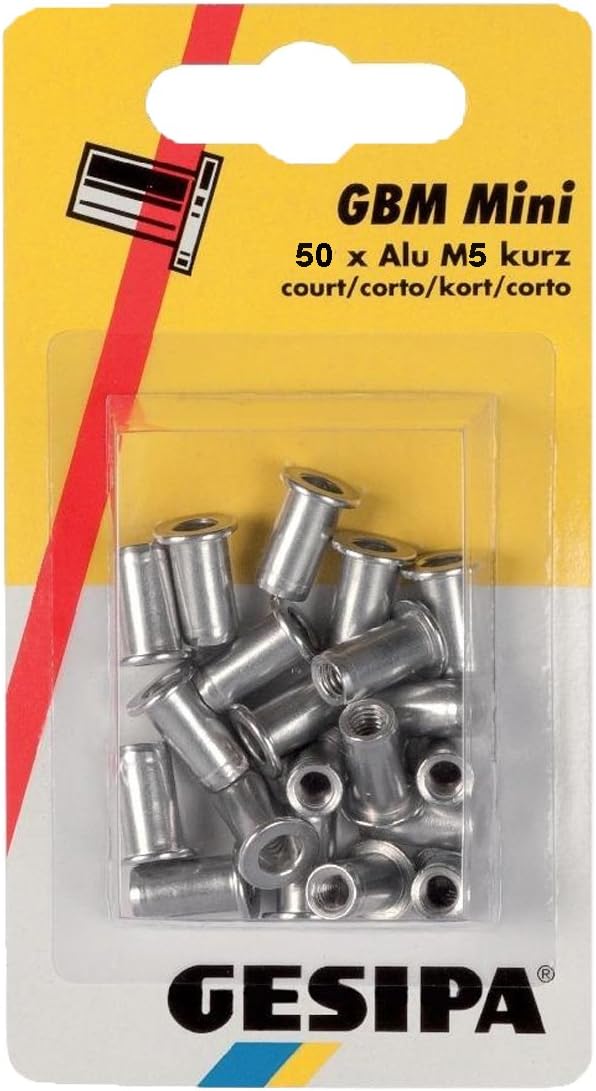 Gesipa 1464840" Polygrip A2 Stainless Steel Blind Rivet Nuts, Silver, Set of 25 Pieces