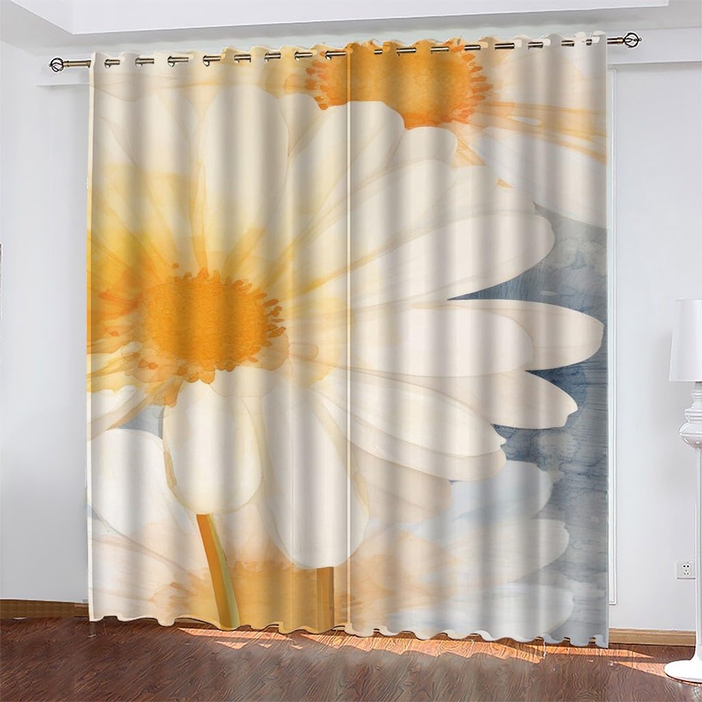 Genérico Izolowane termicznie zasłony zaciemniające 2 sztuki - 140x175cm, abstrakcyjne kwiaty, zasłony dekoracyjne do salonu/sypialni, z pierścieniem do zasłony PA294
