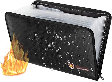 A4 Fireproof Document Bag with 13 Pockets, Fire and Water Resistant Safe Expanding File Folder with Zipper, Document Organizer Fireproof Waterproof Wallet for Certificate Folder A4 Fireproof Document Bag with 13 Pockets, Fire and Water Resistant Safe Expanding File Folder with Zipper, Document Organizer Fireproof Waterproof Wallet for Certificate Folder