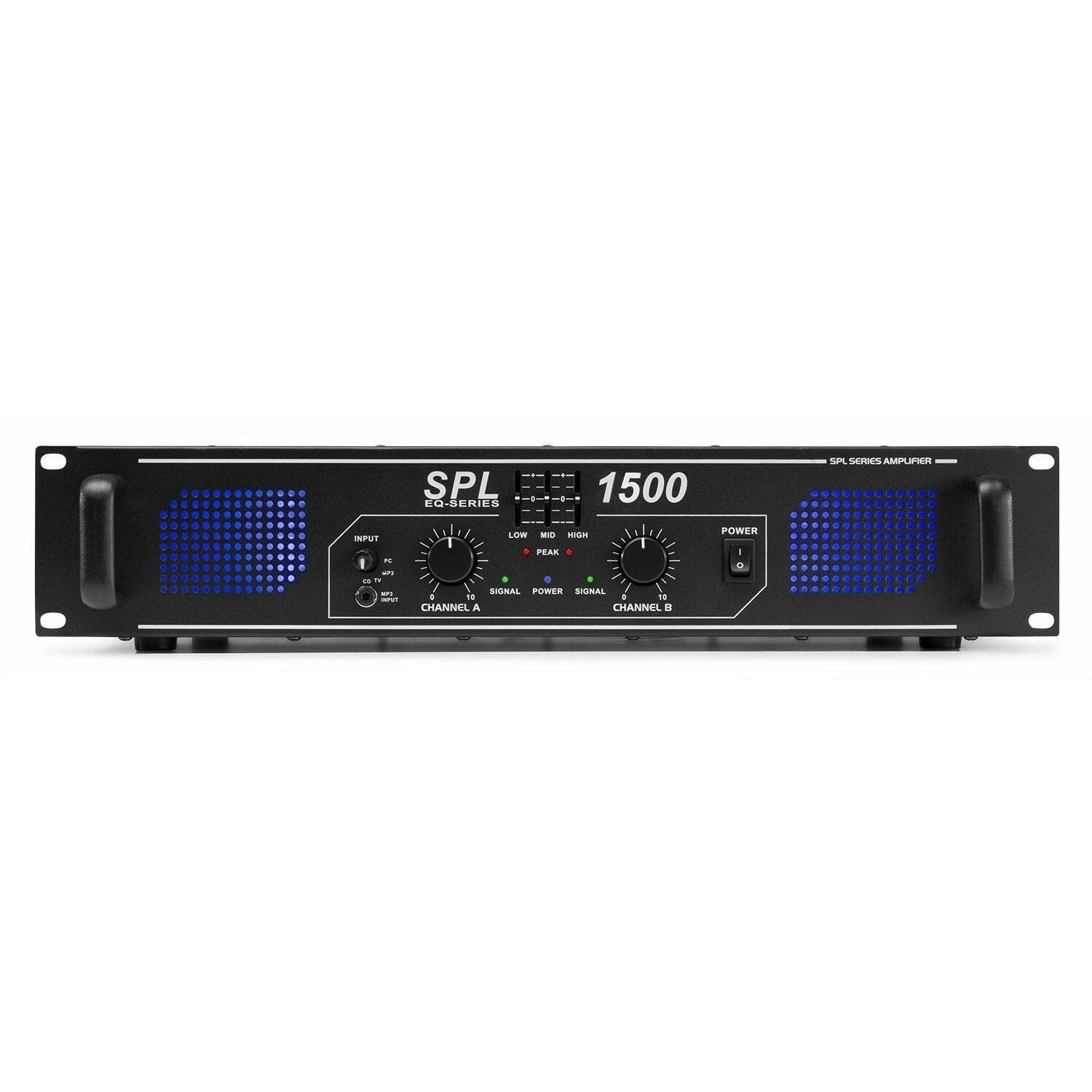 Skytec SPL1500 - Amplificateur professionnel, 2X 750 Watts Noir, SD, USB idéal pour une utilisation mobile, DJ, HIFI, Home Cinéma