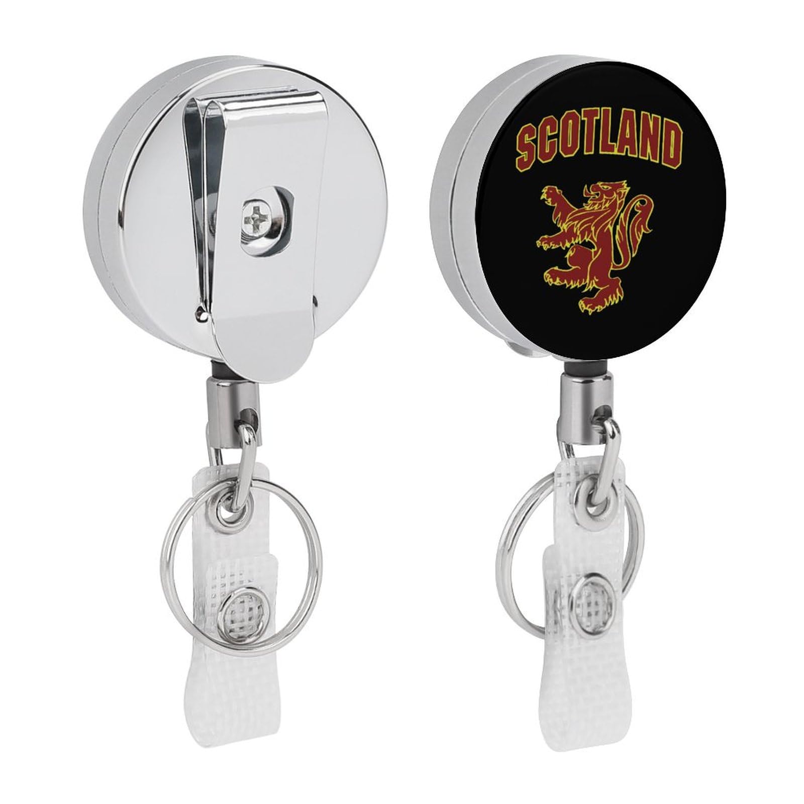 Scottish Rampant Lion Fashion Retractable Badge Holder Heavy Duty Metal Name Tag Reels ID Clip Accessories for Nurse Teacher