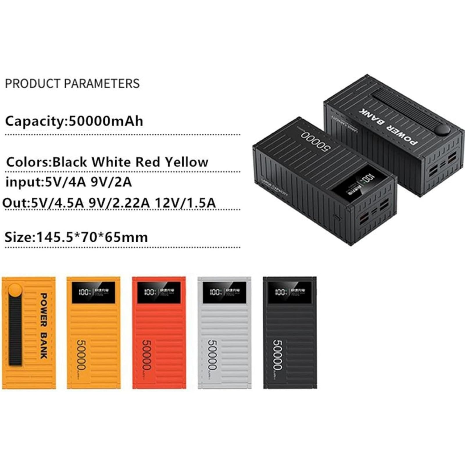 Powerbank Powerbank/66 W Super szybkie ładowanie 20000/30000/50000 mAh Cyfrowy pojemnik z wyświetlaczem Powerbank Zewnętrzny zasilacz mobilny o dużej pojemności, żółty, 30000 mAh