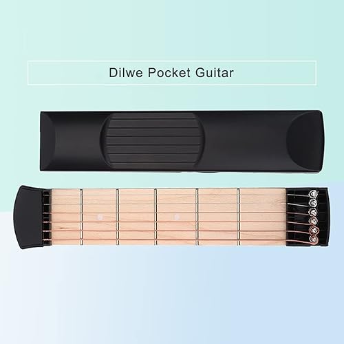 Miniatura 5 de Guitarra de bolsillo de 6 trastes, diseño para zurdos, guitarristas principiantes, herramienta de práctica de guitarra portátil para entrenamiento