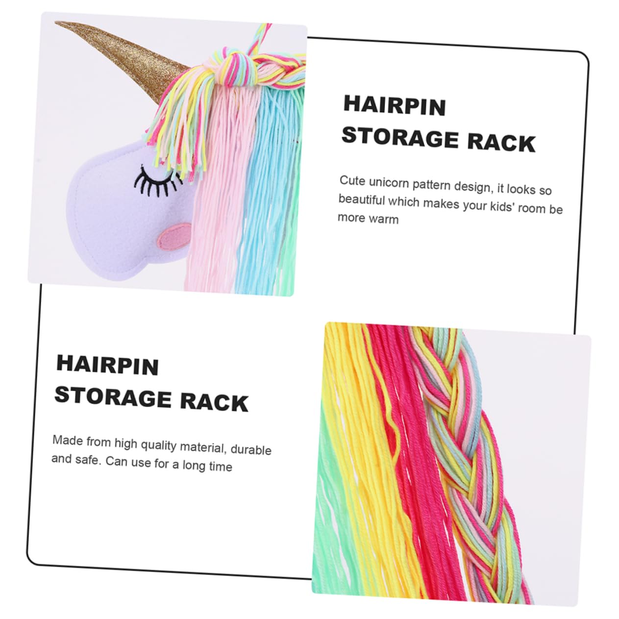 KOMBIUDA Vibrant Colors Unicorn Hair Clip Holder 2 Pcs Fringe Hair Headband Organizer Wall-mounted Storage