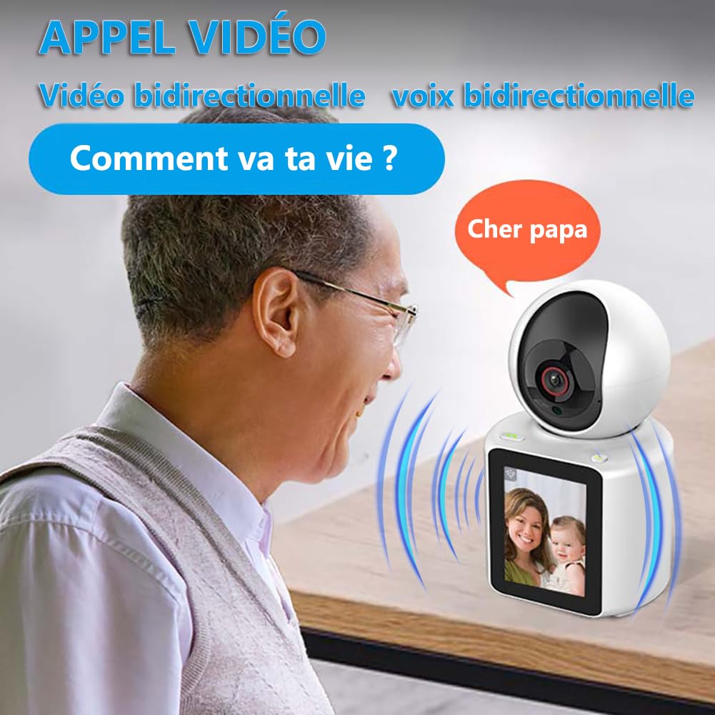 Telecamera Di Sicurezza Wireless 4K Per Interni – WiFi 2.4G, Doppia Fotocamera, Rilevamento AI, Visione Notturna E Batteria 4000 MAh