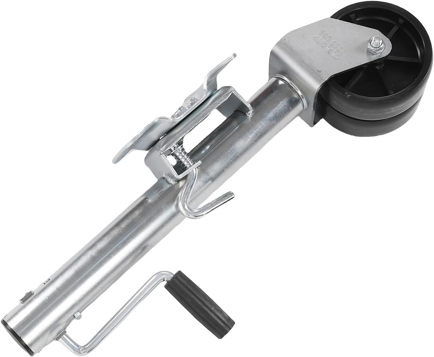Focket Dual Wheel Trailer Jack, Heavy Duty 1500lbs Capacity 10in Lift Swivel Boat Trailer Jack, Screw/Fastener On Tongue with Ergonomic Handle for RV Boats
