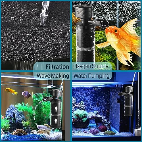 Image of SainSmart XpertMatic 15W Aquarium Filter 2 Stages 238 GPH (900L /h) for Up to 70 Gallon Fish Tank, Submersible Internal Tank Filter and Water Pump, Power Filter for Fish Tank, Aquarium, Pond