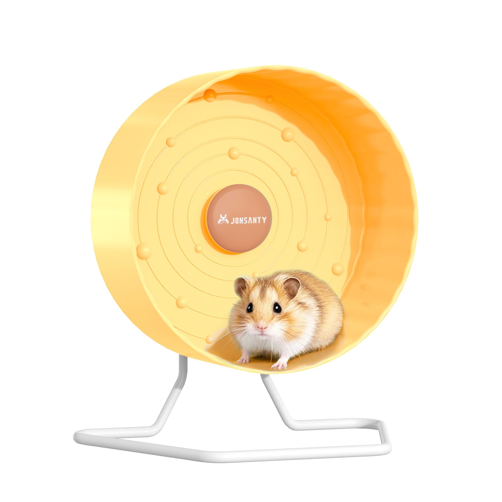 8.4" Silent Hamster Wheel, Non-Slip Track, Exercise, Release Stress, Relieve Anxiety, Adjustable Height Stand, for Syrian Dwarf Hamster, Gerbil, Mice, Other Small Medium Sized Pets, Yellow