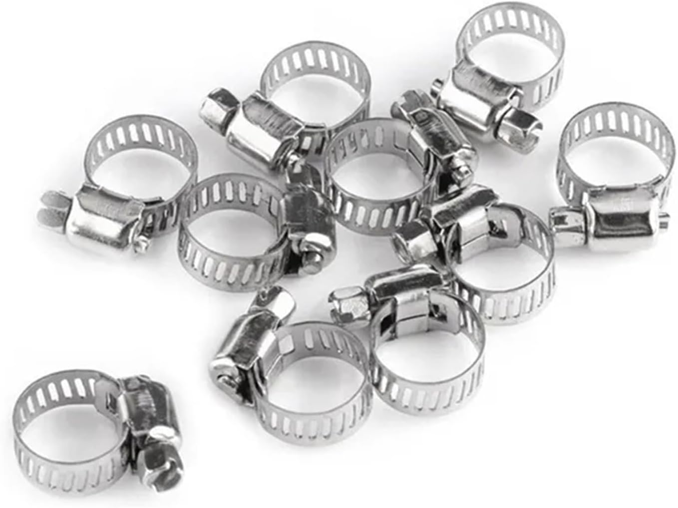 10pcs Adjustable Stainless Steel Screw Band Hose Clamps Car Fuel Hose Clamps Pipe Clamp Worm Gear Clip Hose Clamp Plier Tools(10pcs 13mm-19mm)