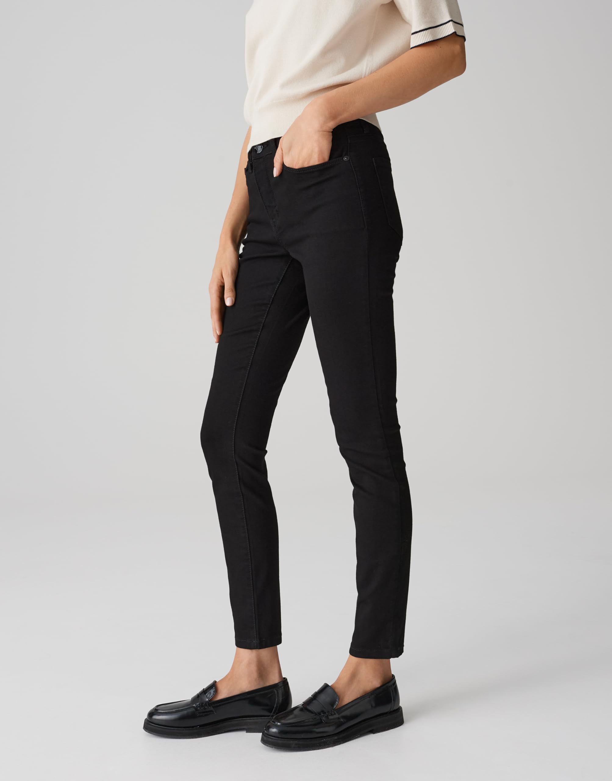 OPUS Damen Skinny | Skinny Jeans ELMA Black Low Rise mit Stretch-Anteil