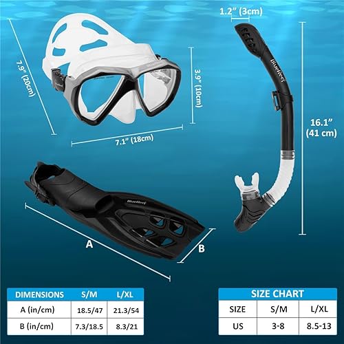 Miniatura 7 de Valiant - Juego de equipo de esnórquel para adultos, incluye máscara Valiant con lentes de vidrio templado gemelas para mayor claridad, esnórquel