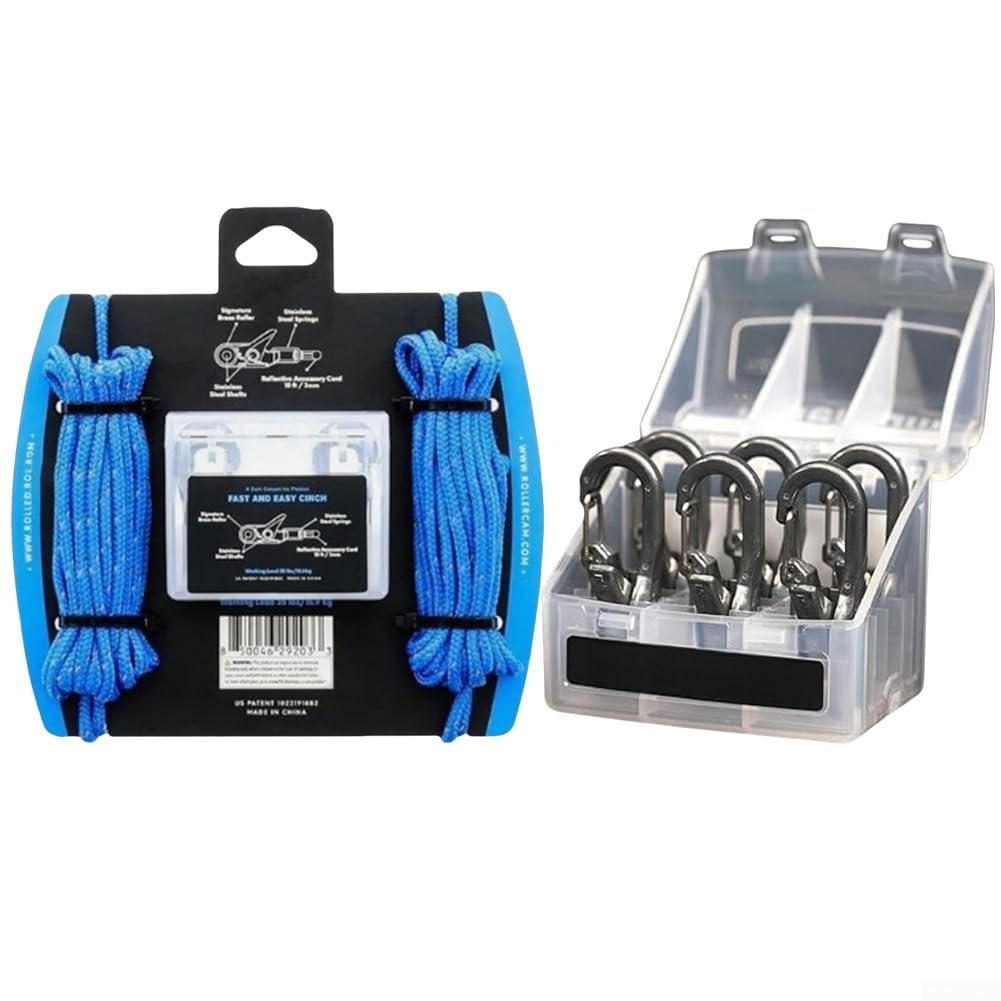 HEIBTENY Rope Tightening Tool Tensioner, Outdoor Cable Puller Tightening Device Featuring, Adjustable Tension, Rollercam Technology, Stainless Steel Springs For Camping, Boating, Hiking(1 SET)
