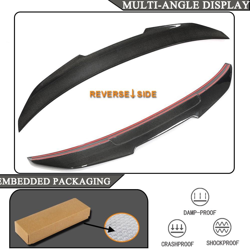 MCARCAR KIT Real Carbon Fiber Trunk Spoiler for BMW 2 Series F22 F87 M2 Coupe 2014-2020 Rear Boot Lid Highkick Tail Wing Lip 220i 228i 230i M235i M240i, NOT for M2 Competition