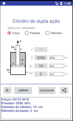 Cilindros de Ar Pneumáticos - Calculadora