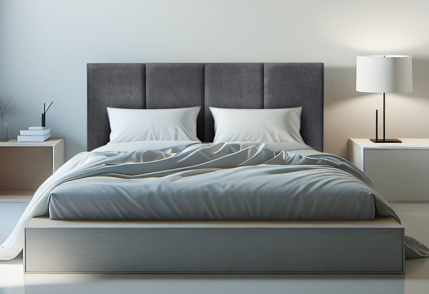 Cabecero de Cama Granada - Cabezal Tapizado Acolchado de Tela Antimanchas - Cabecero Premium Dormitorio (Gris Marengo 150x70)