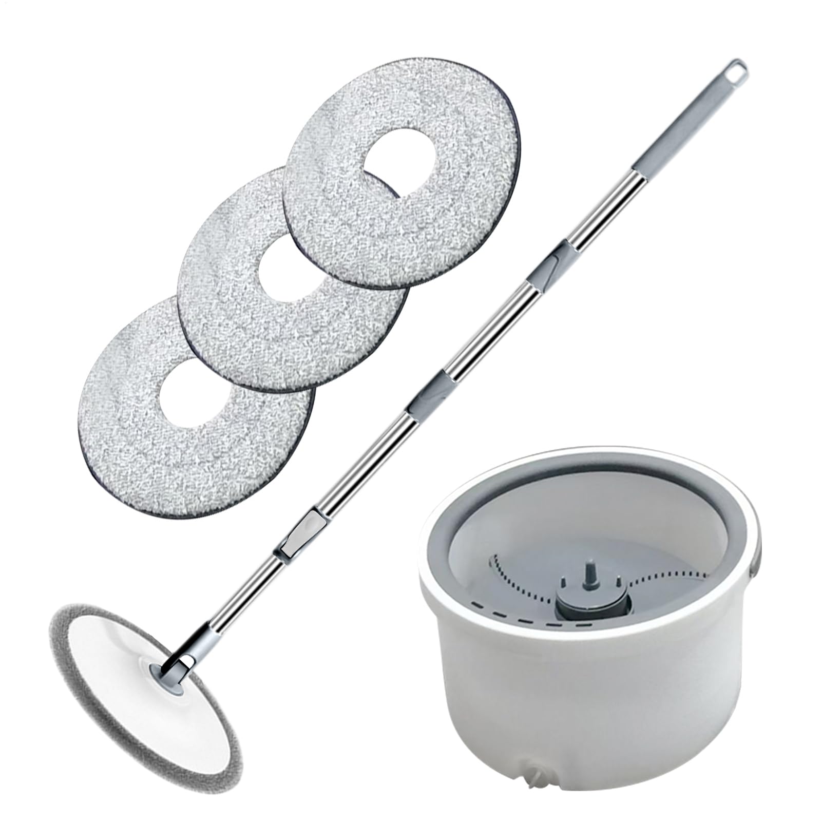 Serpillère de nettoyage avec seau, kit complet avec un mécanisme d'essorage - Accessoires de nettoyage ménagers avec système d'eau sale séparé pour la salle de bain et la cuisine