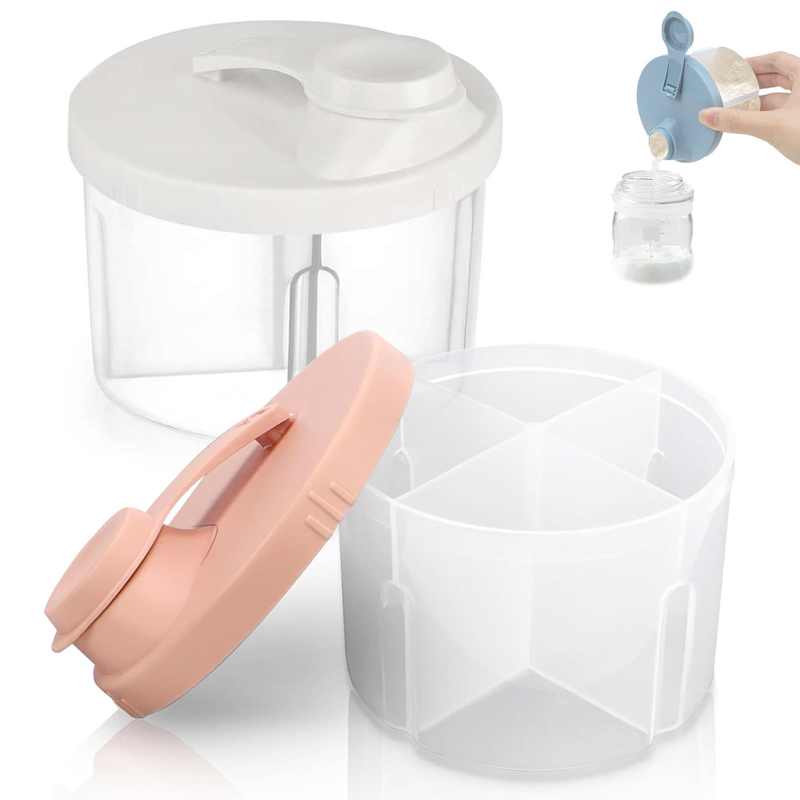 Milchpulver Portionierer,2 Stück Tragbarer Milchpulver Aufbewahrungsbox,Tragbarer Milchpulver Behälter,Baby Milchpulver Container,Milch Pulver Spender,Milchpulver Box Drehbarer,Baby-Milchpulverspender