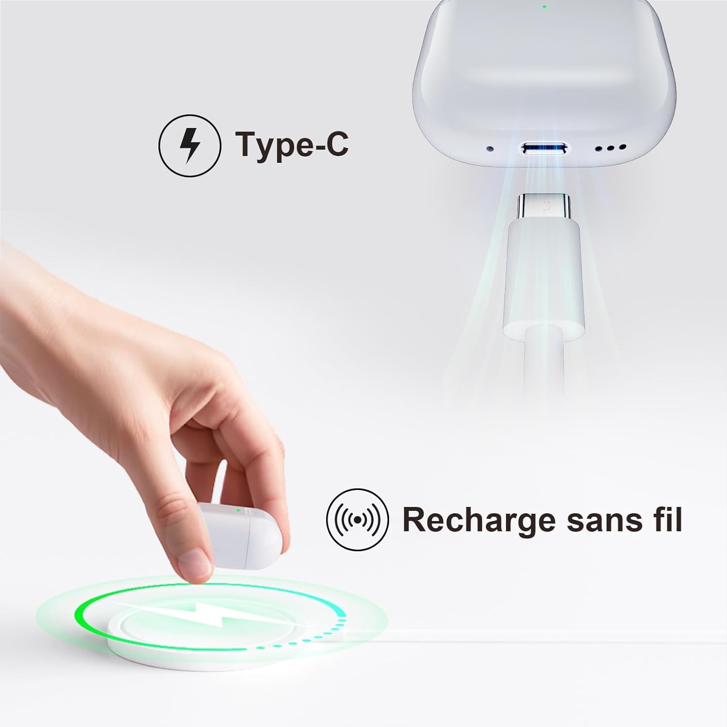 Étui de Chargement sans Fil Compatible AirPods 4, 450 mAh, Bluetooth