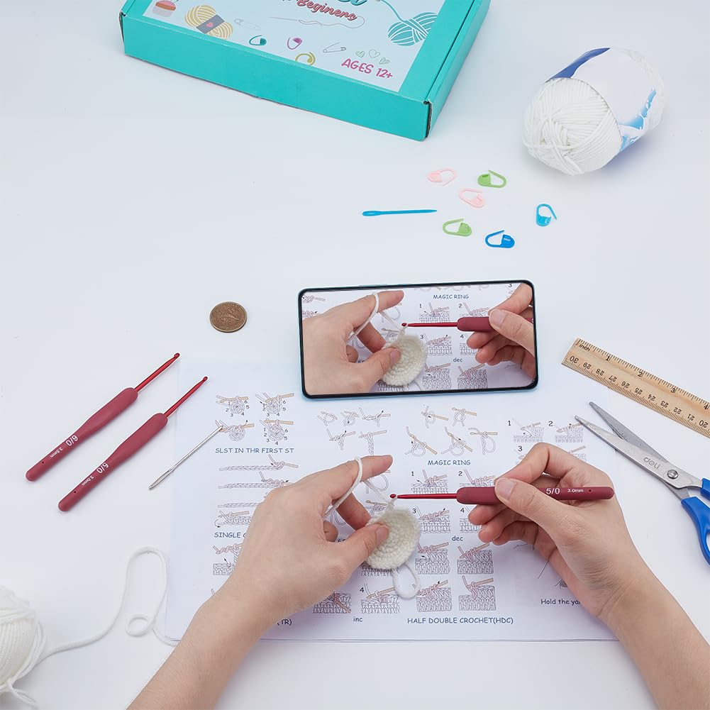 FREEBLOSS Kit de Crochet pour Châle avec Tutoriels Vidéo Étape Par Étape Ensemble de Châles au Crochet avec Fil Kit de Démarrage pour Adultes Artisanat D'Art