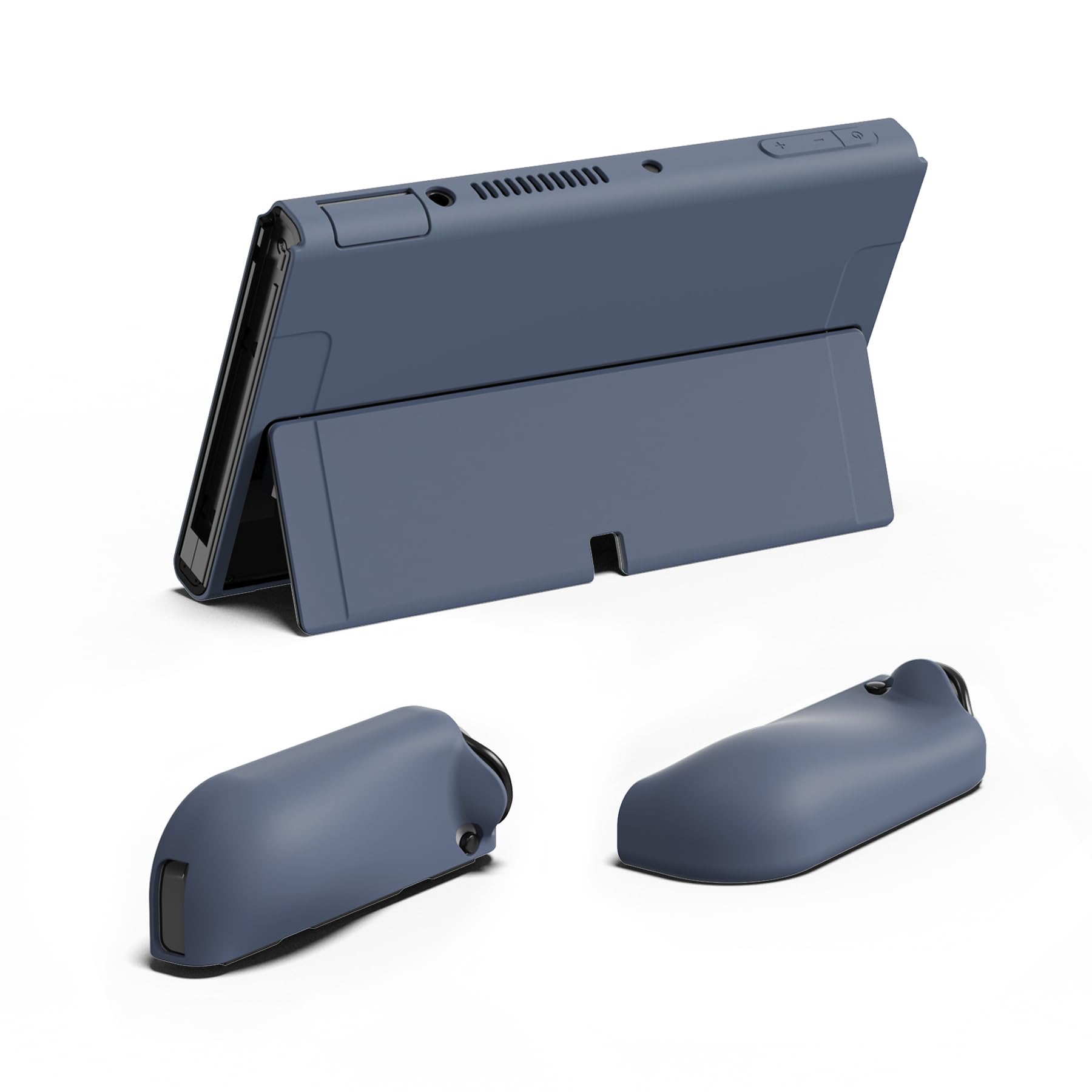 playvital ZealProtect Coque de Protection Souple Joycon pour Nintendo Switch OLED avec Capuchons pour Pouce et Boutons ABXY Direction Gris Ardoise