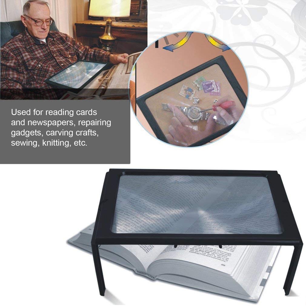A4 Leesloep, 3X Vergrootglas Grote A4 Pagina Handsfree Vergrootglas Met Led Licht En Opvouwbare Standaards, Voor Het Lezen Van Senioren Boek, Tijdschriften, Kranten, Kaart