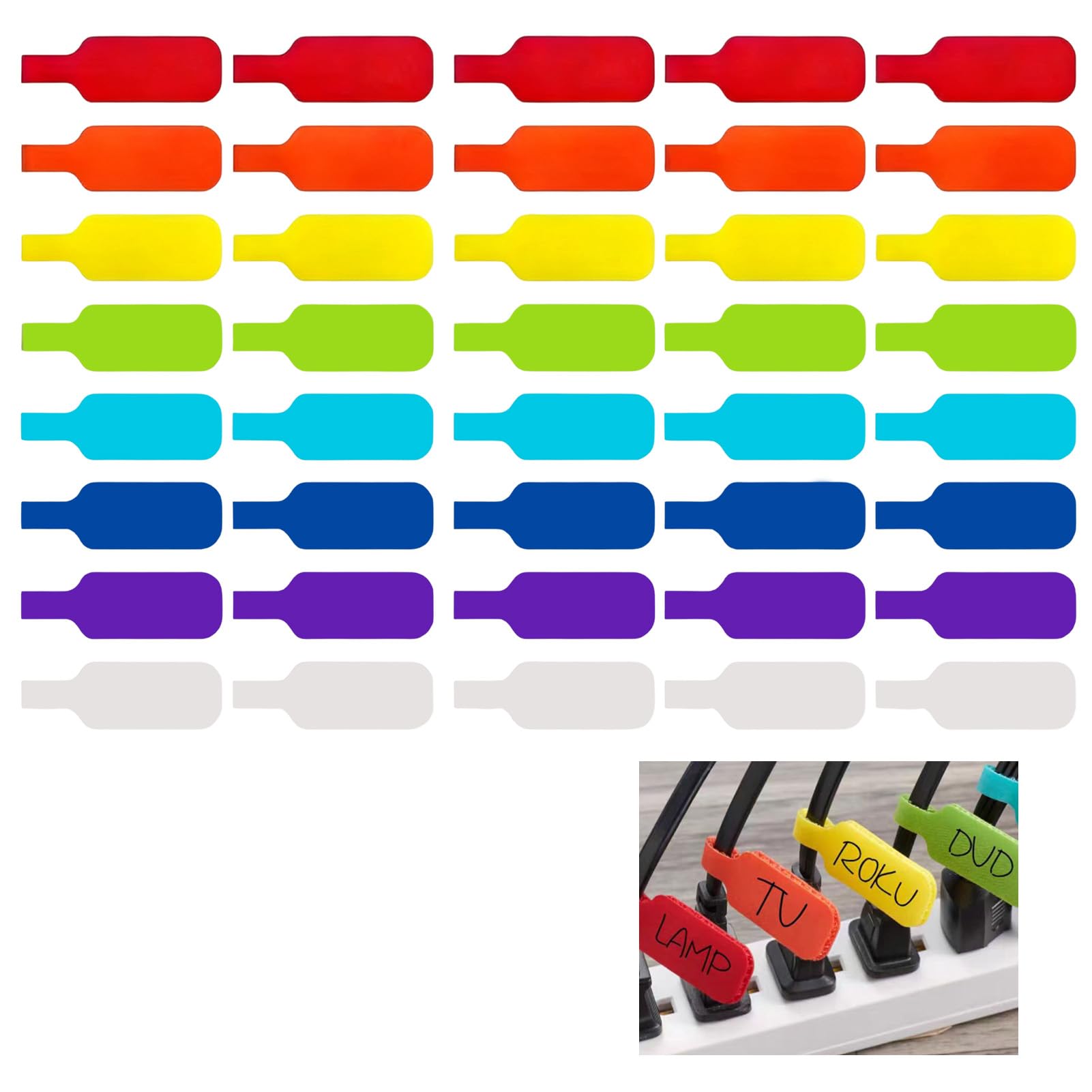 40 stuks etiketten voor kabels, elektrische draadetiketten, veelkleurige kabeletiketten, zelfklevend, voor het organiseren en beheren van kabels, draad (8 kleuren