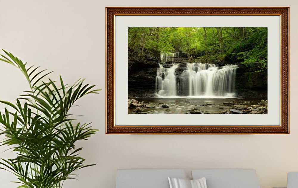 JVERF - JZZG31483 USA Forests Waterfalls Stones Rivers Mohawk Falls| Self-Adhesive Painting | Frameless