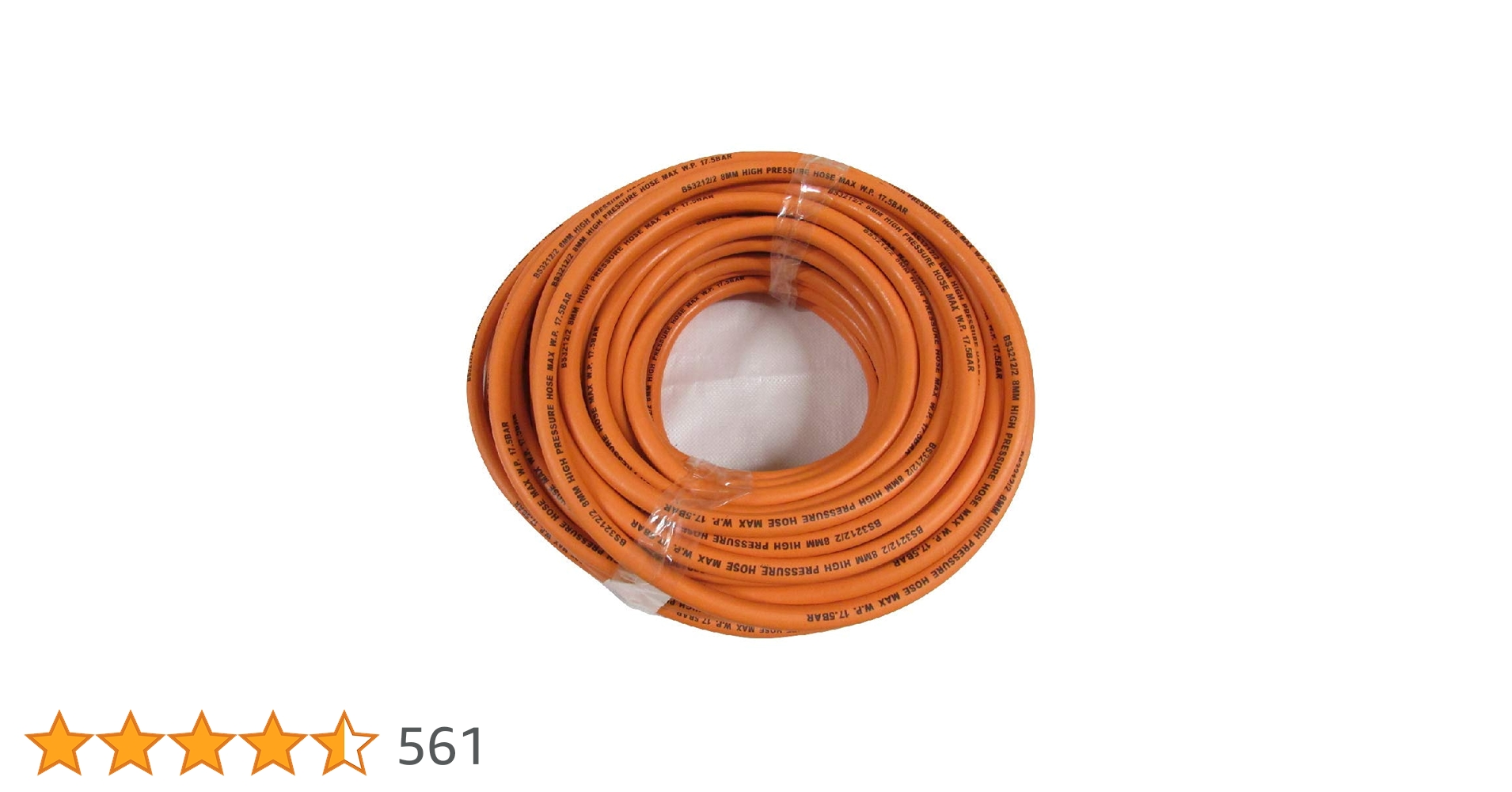 3 METRE ROLL OF 8mm (5/16") GAS CONNECTING HOSE HIGH PRESSURE BORE LPG ORANGE